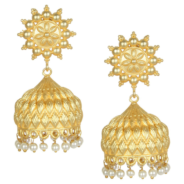 Joban Fashion Women Matte Gold Brass Jhumka