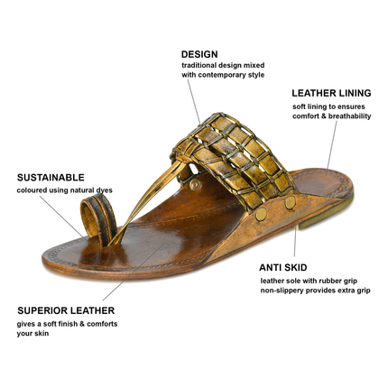 Stepsoft Men’S Brown Kolhapuri Slippers – Traditional Leather Party Footwear