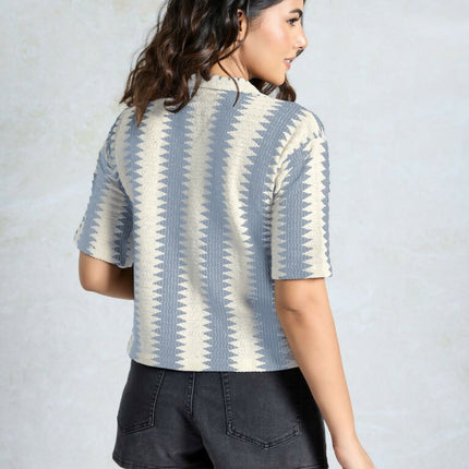 Grey Knited Wevon Designer Shirt - Hiral Fashion