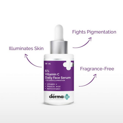 The Derma Co 5% Vitamin C Daily Face Serum With Ferulic Acid & Multivitamin - Limited Time Offer