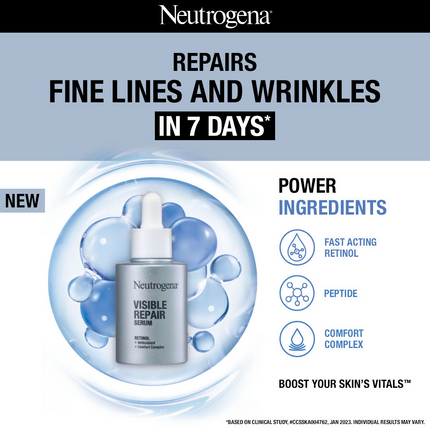 Neutrogena Visible Repair Face Serum with Retinol + Peptide For Wrinkles & Fine Lines