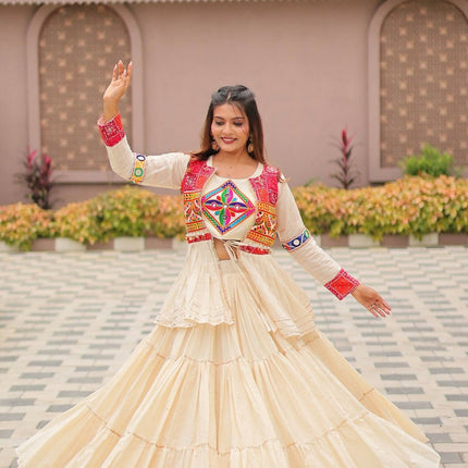 Aastha Fashion Off White Pure cotton Designer Navratri Lehenga Choli Collection