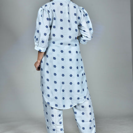 Morchari Digital Print Semi Muslin Co-Ord Set Top & Trouser-Multicolor