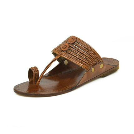 Stepsoft Men'S Brown Kolhapuri Chappal | Handcrafted Leather Slip-On Ethnic Footwear