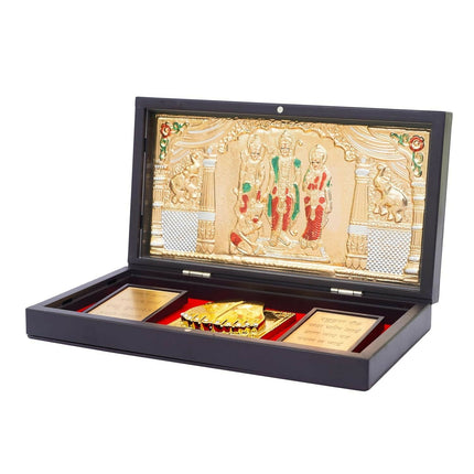 Naitik Creation Lord Ram Darbar Gold-Polished Photo Frame With Charan Paduka