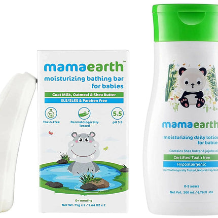 Mamaearth Moisturizing Baby Bathing Soap Bars & Daily Moisturizing Lotion