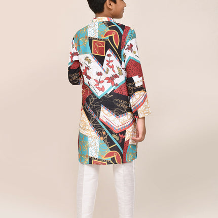 Joban Fashion Cotton Silk Multicolor Kurta With Straight Fit Pant