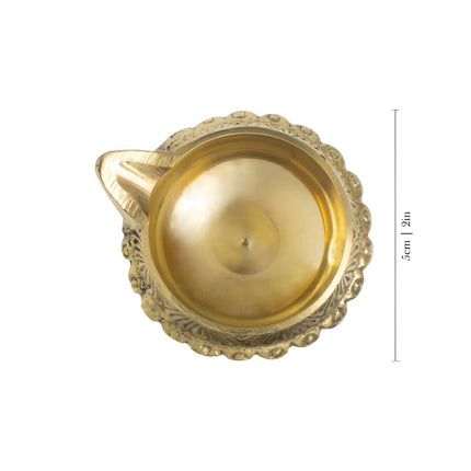 Spillbox Gold Toned Textured Brass Diya without Stand
