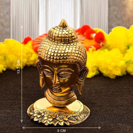 Ascension Designer Oxidize Metal Decorative Golden Lord Buddha Head Idol