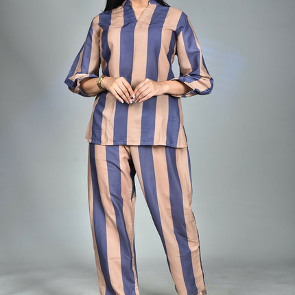 Morchari Digital Print Semi Muslin Co-Ord Set Top & Trouser-Multicolor