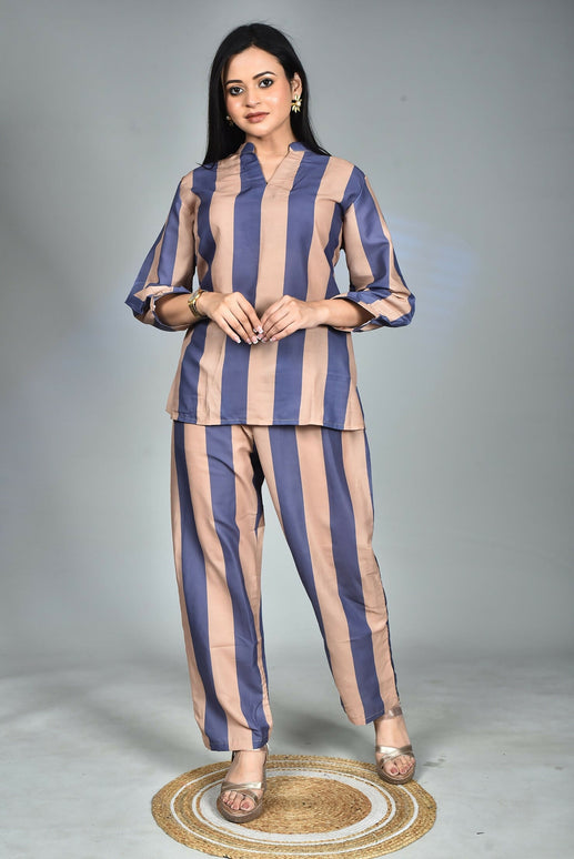 Morchari Digital Print Semi Muslin Co-Ord Set Top & Trouser-Multicolor