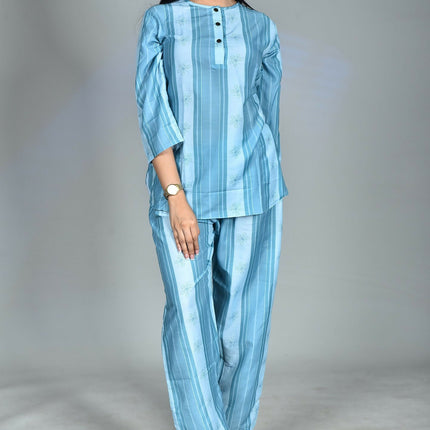 Morchari Digital Print Semi Muslin Co-Ord Set Top & Trouser-Multicolor