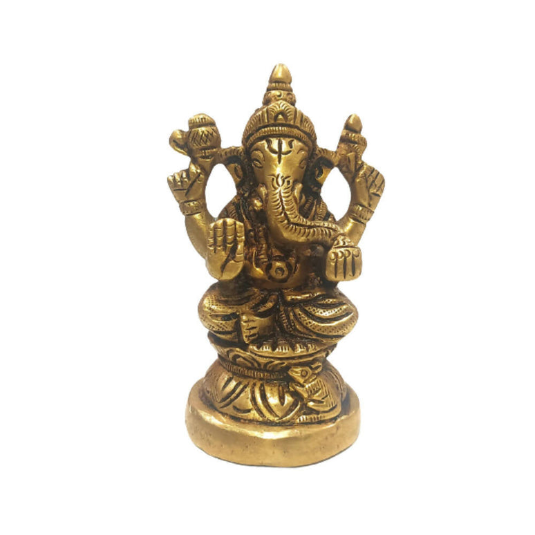Tamas Brass Handmade Vinayakmoorti Ganesha Statue (Golden)