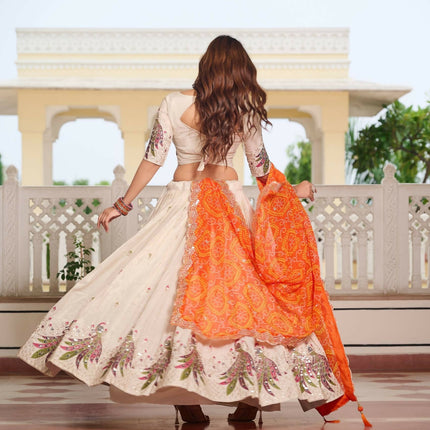 Aastha Fashion Off White Pure Tissue silk Designer Lehenga Choli Collection