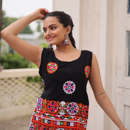 Prazu Fashion Black Georgette With Kutchi Gamthi Work Navratri Top