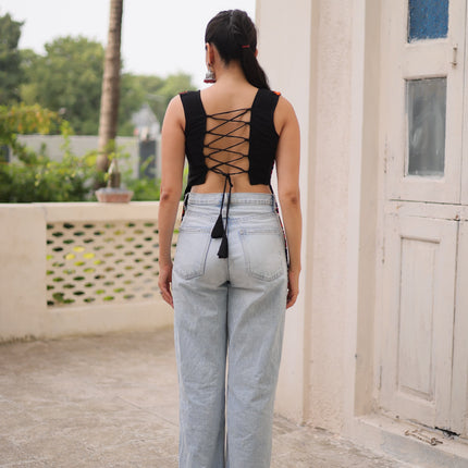 Prazu Fashion Black Georgette With Kutchi Gamthi Work Navratri Top