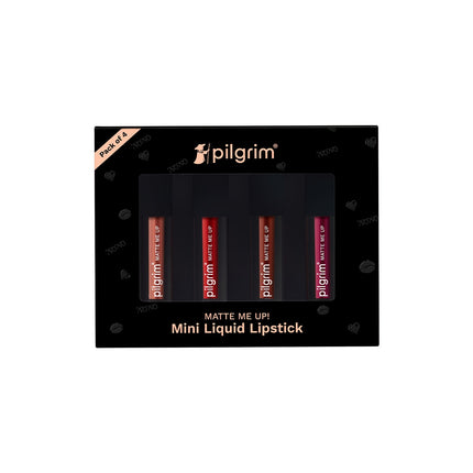 Pilgrim Matte Mini Liquid Lipstick 4 In 1 Pack Smudgeproof, Hydrating & Lightweight - Always On Top