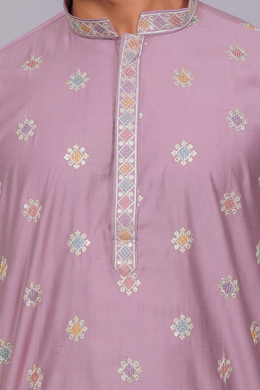 Bluesaanchi Handcrafted Cotton Kurta Pajama Set for Men – Purple