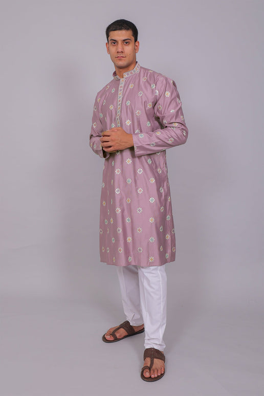 Bluesaanchi Handcrafted Cotton Kurta Pajama Set for Men – Purple