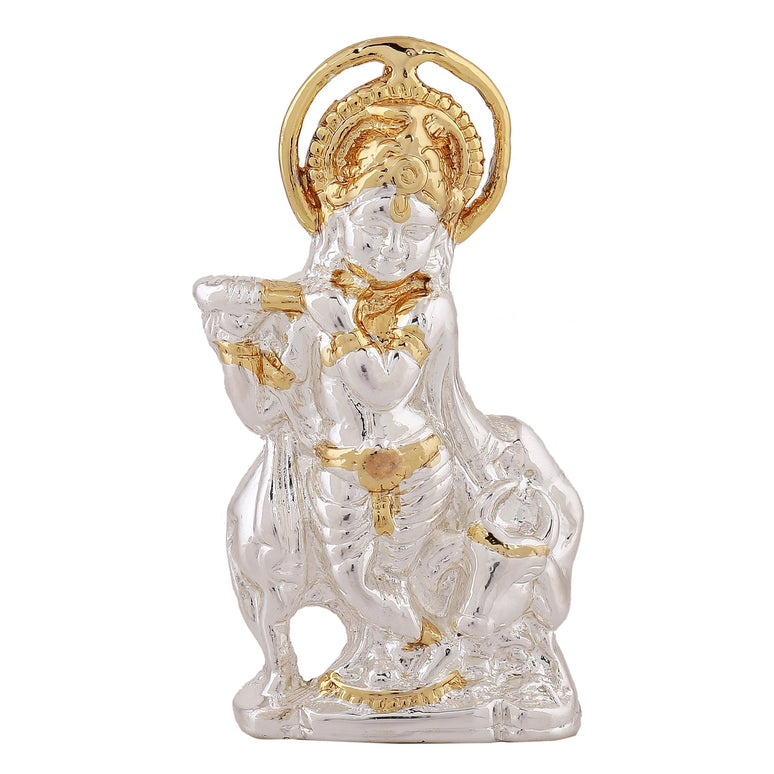 Estele Gold-Polished Divine Bal Lord Krishna Idol for Home/Car Decor