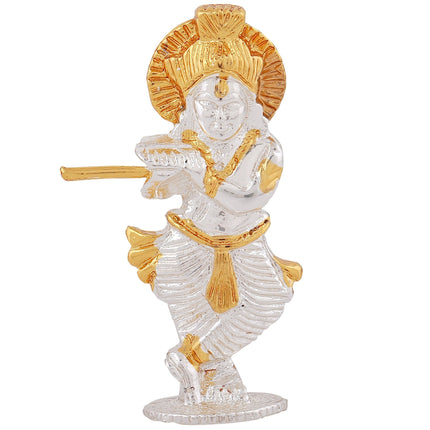 Estele Gold-Polished Divine Lord Krishna Idol for Home/Car Decor