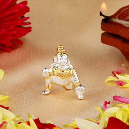 Estele Gold-Polished Divine Bal Lord Krishna Idol for Home/Car Decor