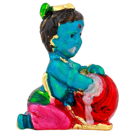 Estele Gold-Polished Divine Lord Krishna Idol for Home/Car Decor