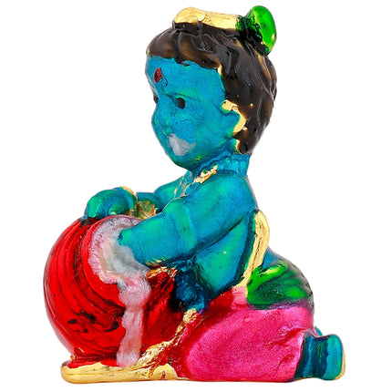Estele Gold-Polished Divine Lord Krishna Idol for Home/Car Decor