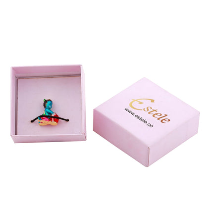 Estele Gold-Polished Divine Lord Krishna Idol for Home/Car Decor