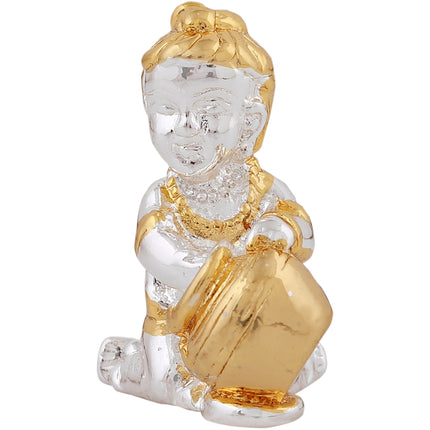 Estele Gold-Polished Makhan Chor Bal Sri Krishna Idol for Home/Car decor