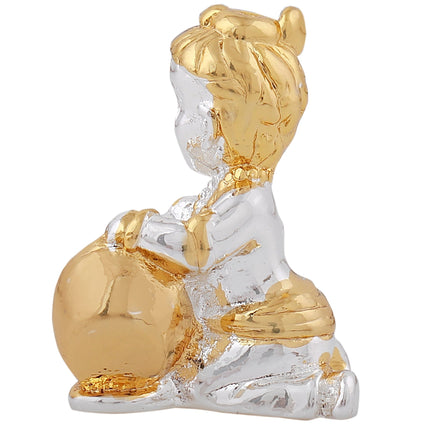 Estele Gold-Polished Makhan Chor Bal Sri Krishna Idol for Home/Car decor