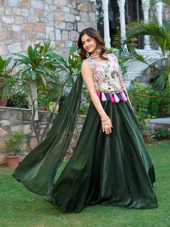 Aastha Fashion Green Pure Fendy silk Designer Lehenga Choli Collection