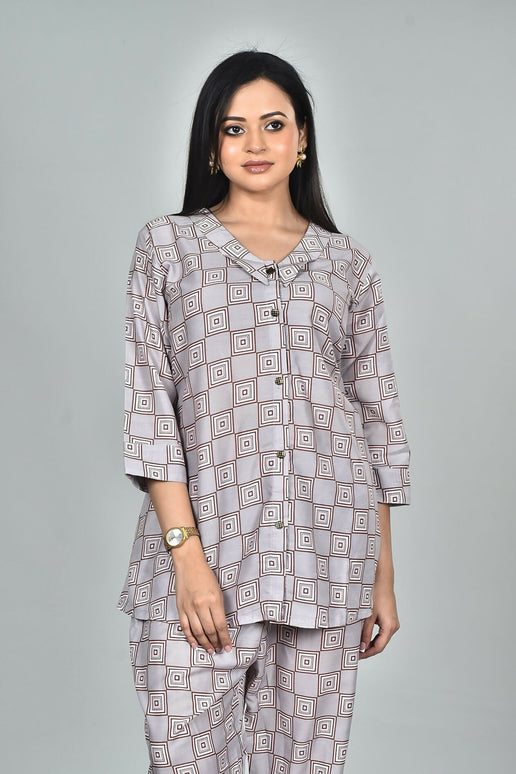 Morchari Digital Print Semi Muslin Co-Ord Set Top & Trouser-Multicolor