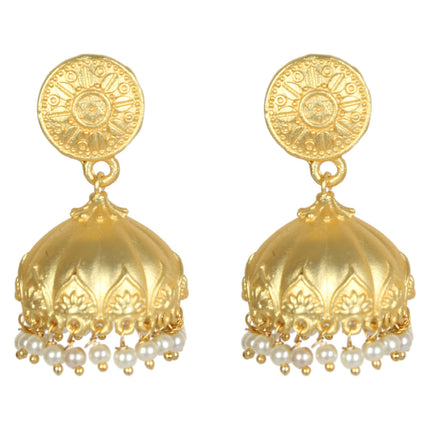 Joban Fashion Women Matte Gold Brass Jhumka