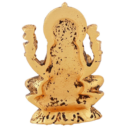 Estele Gold-Polished goddess of wealth Laxmi Devi on lotus Idol for Home/Car decor