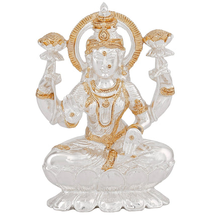 Estele Gold-Polished goddess of wealth Laxmi Devi on lotus Idol for Home/Car decor