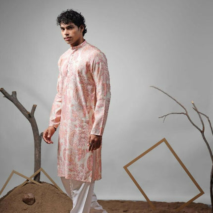 Pink Modal Designer Printed Kurta Set - Mahotsav