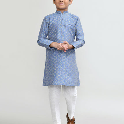 Joban Fashion Art Silk Blue Kurta With Straight Fit Pant