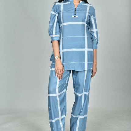 Morchari Digital Print Semi Muslin Co-Ord Set Top & Trouser-Multicolor