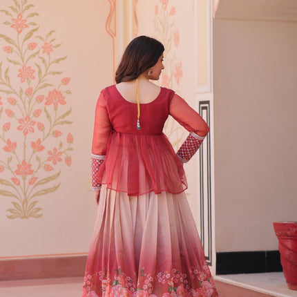 Prazu Fashion Gajri Chiffon With Beads Embroidered Work Lehenga