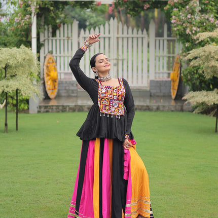 Lorenvalley Fashion Multicolor Rayon with Attractive Gota-Patti Lace Lehenga Choli