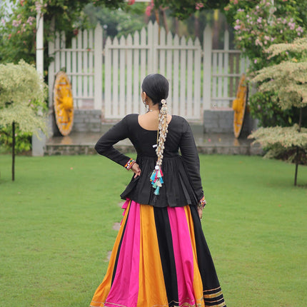 Lorenvalley Fashion Multicolor Rayon with Attractive Gota-Patti Lace Lehenga Choli