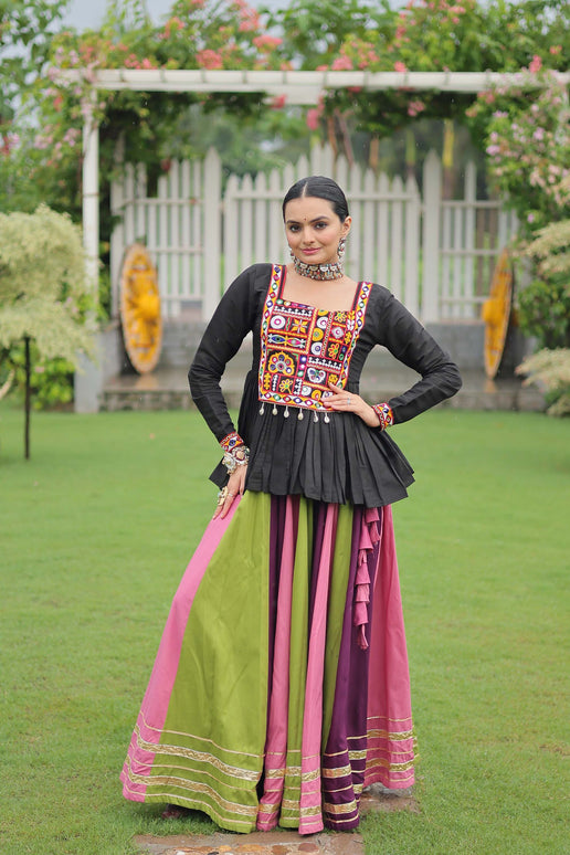 Lorenvalley Fashion Multicolor Rayon with Attractive Gota-Patti Lace Lehenga Choli