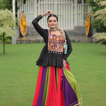 Lorenvalley Fashion Multicolor Rayon with Attractive Gota-Patti Lace Lehenga Choli