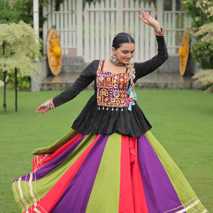 Lorenvalley Fashion Multicolor Rayon with Attractive Gota-Patti Lace Lehenga Choli