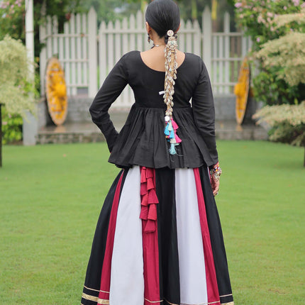 Lorenvalley Fashion Multicolor Rayon with Attractive Gota-Patti Lace Lehenga Choli