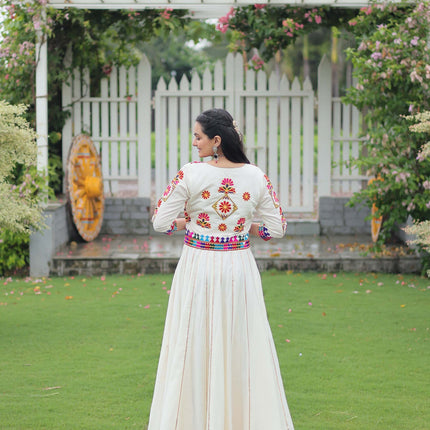 Lorenvalley Fashion White Roman Silk with Attractive Gota-Patti Lace Lehenga Choli