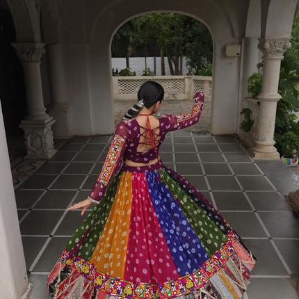 Prazu Fashion Multi Color Georgette With Kutchi Gamthi Work Lehenga For Navratri