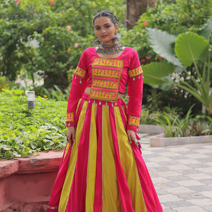 Lorenvalley Fashion Multicolor Roman Silk with attractive combination of Mirror lace embellished work Lehenga Choli