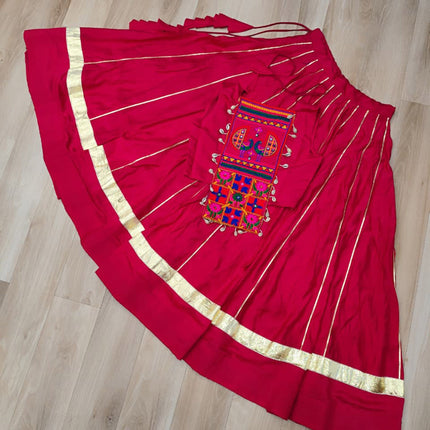 Lorenvalley Fashion Pink Roman Silk with Attractive Gota-Patti Lace Lehenga Choli